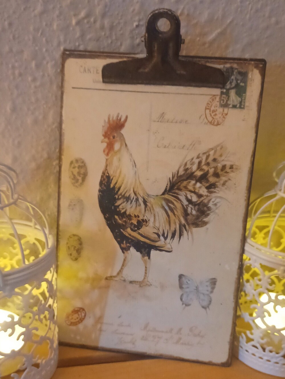 Rustic Rooster Clipboard in Cream and Brown